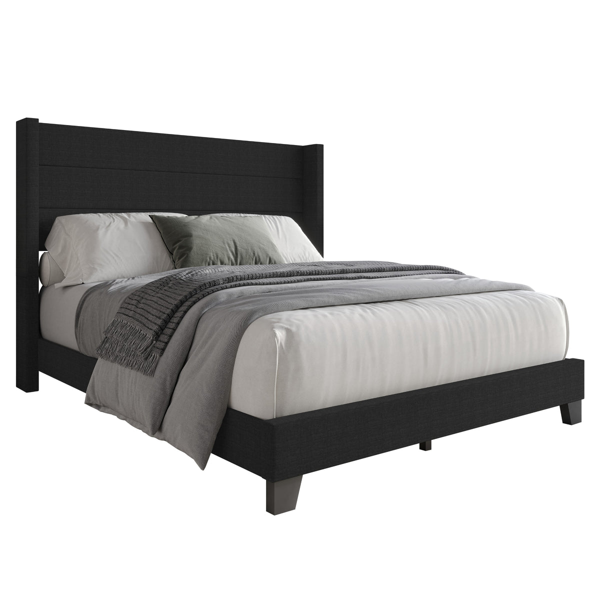 Home Design Niles Upholstered Panel Bed Frame