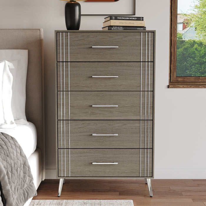 Home Design Ashwin 5 Drawer Chest, Gray