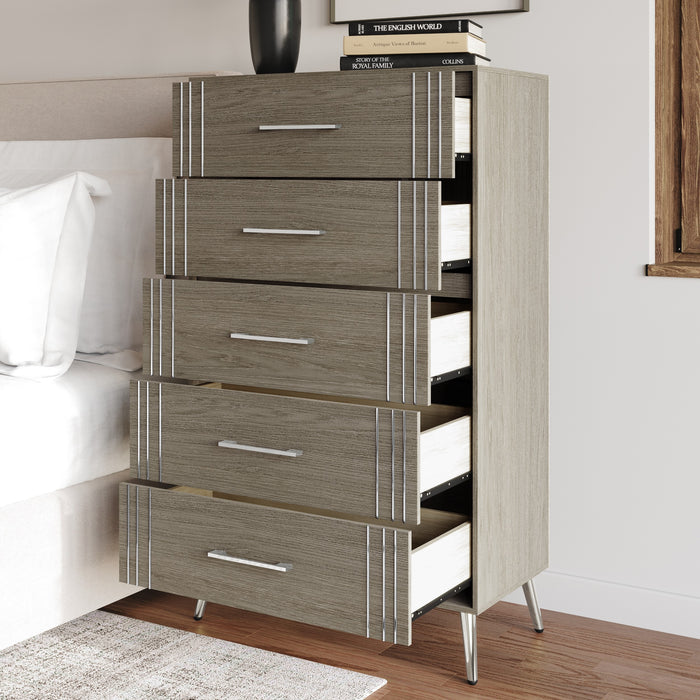 Home Design Ashwin 5 Drawer Chest, Gray