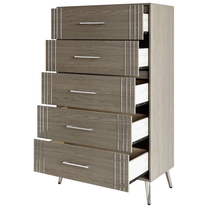 Home Design Ashwin 5 Drawer Chest, Gray