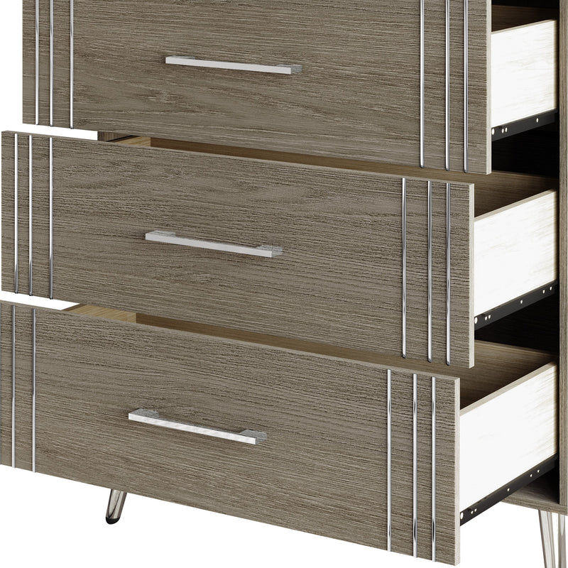 Home Design Ashwin 5 Drawer Chest, Gray