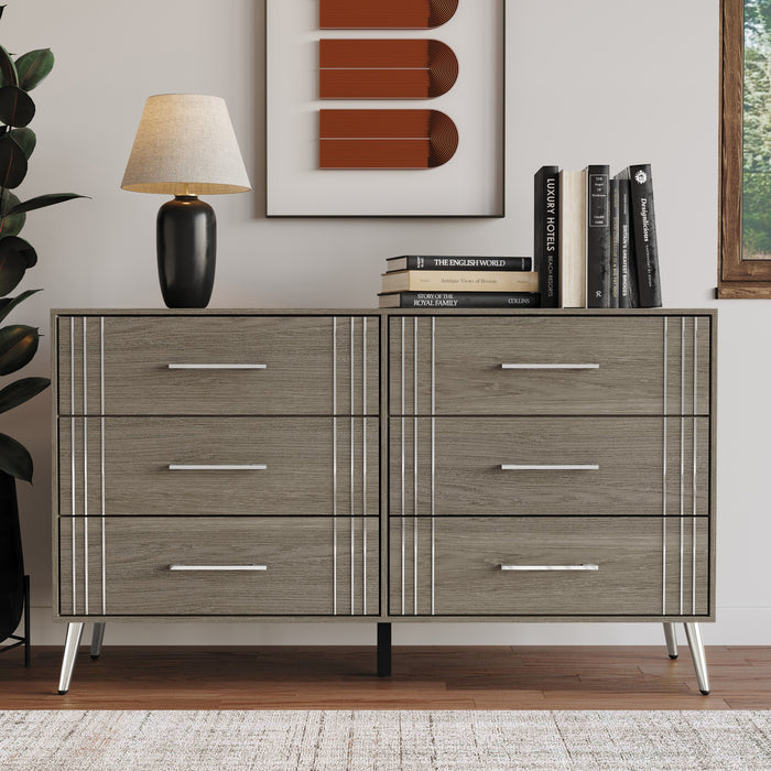 Home Design Ashwin 6 Drawer Dresser, Gray