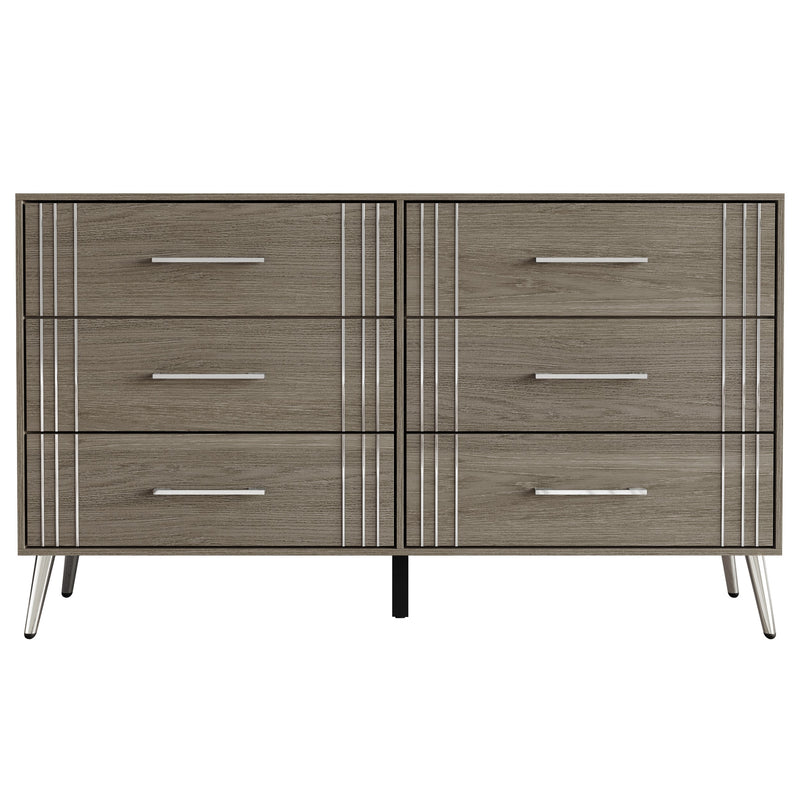 Home Design Ashwin 6 Drawer Dresser, Gray