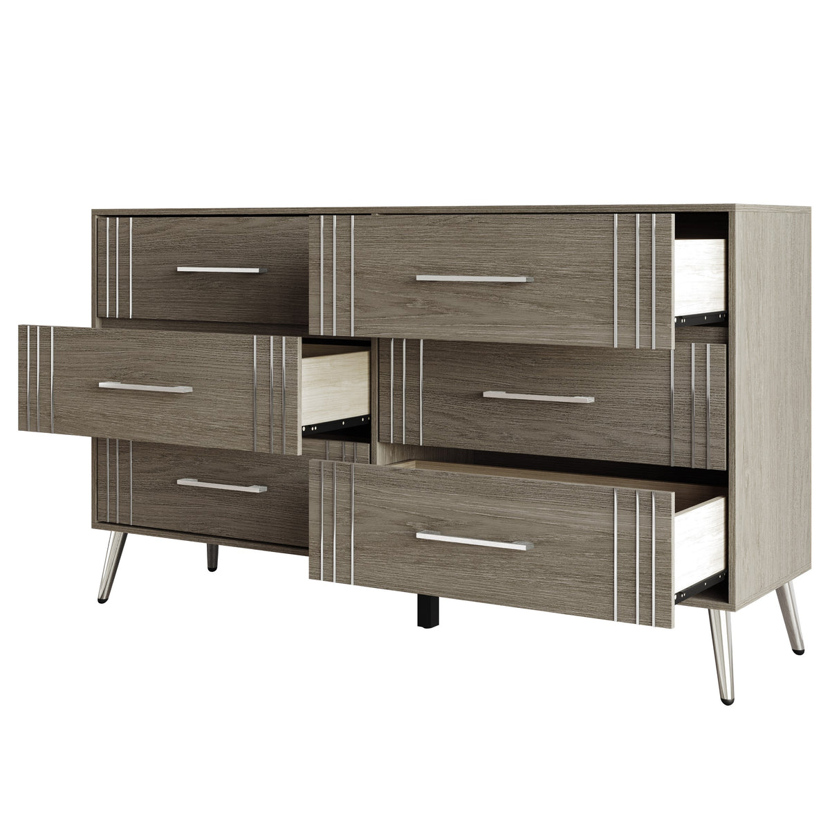 Home Design Ashwin 6 Drawer Dresser, Gray