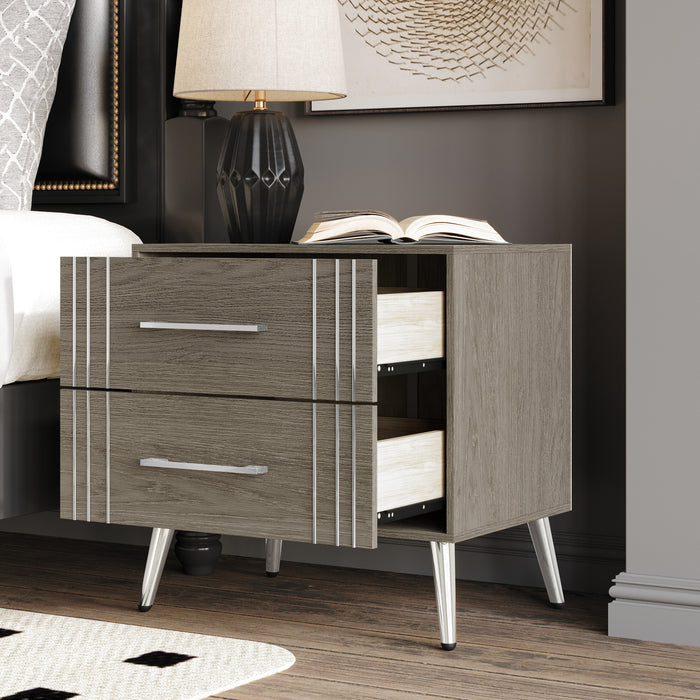Home Design Ashwin 2 Drawer Nightstand, Gray