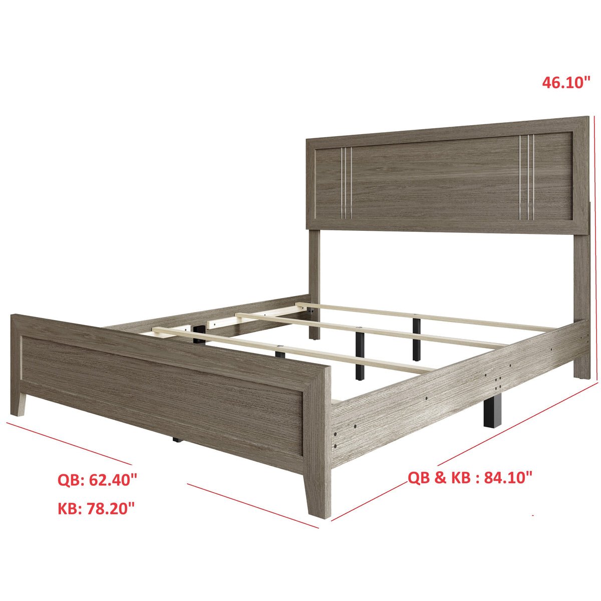 Home Design Ashwin Panel Bed Frame, Gray