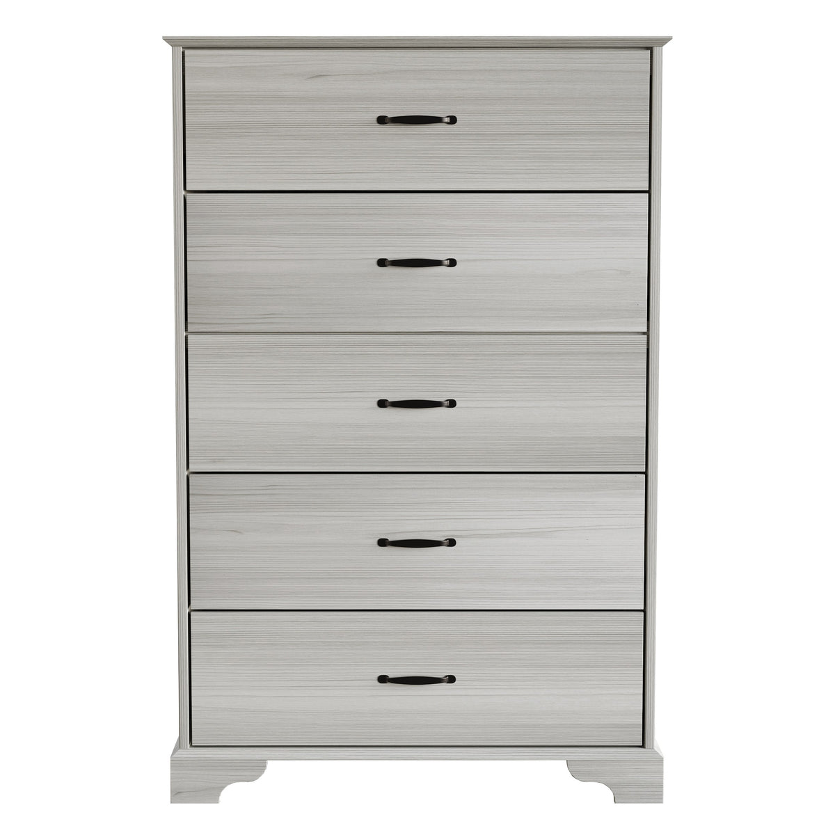 Home Design Harley 5-Drawer Chest, Modern Bedroom Storage Furniture, Light Gray Finish, Easy Assembly