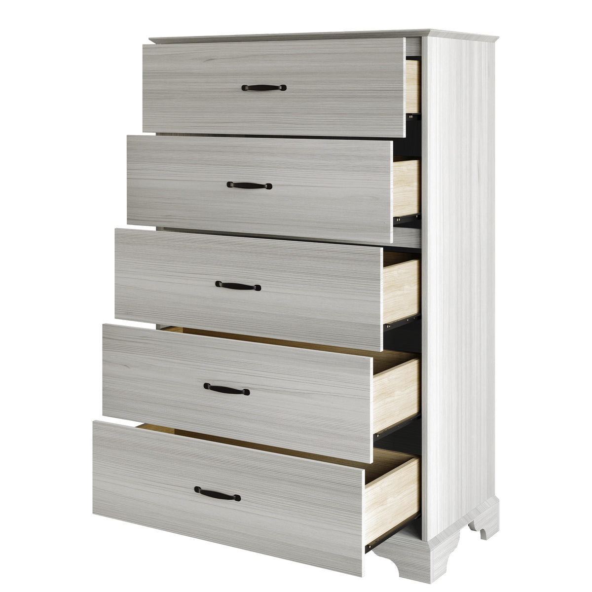 Home Design Harley 5-Drawer Chest, Modern Bedroom Storage Furniture, Light Gray Finish, Easy Assembly