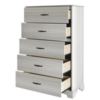 Home Design Harley 5-Drawer Chest, Modern Bedroom Storage Furniture, Light Gray Finish, Easy Assembly