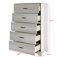 Home Design Harley 5-Drawer Chest, Modern Bedroom Storage Furniture, Light Gray Finish, Easy Assembly