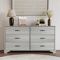Home Design Harley 6-Drawer Dresser, Modern Bedroom Storage Furniture, Light Gray Finish, Easy Assembly