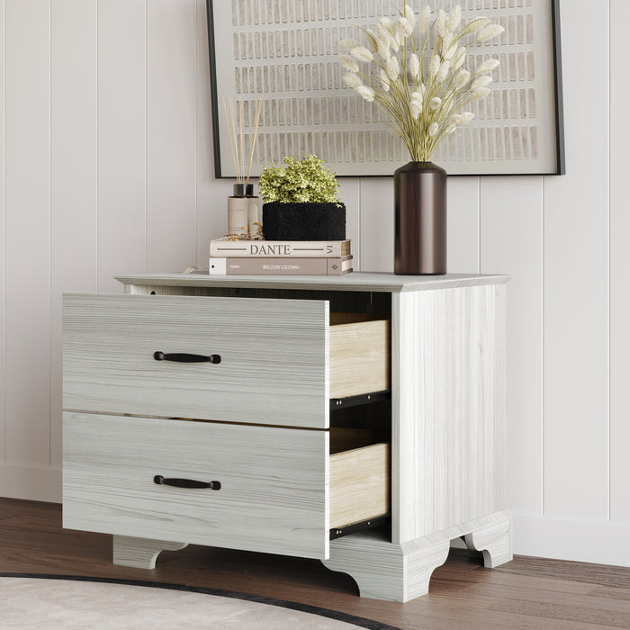 Home Design Harley 2-Drawer Nightstand, Modern Bedroom Storage Furniture, Light Gray Finish, Easy Assembly