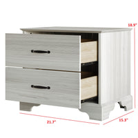 Home Design Harley 2-Drawer Nightstand, Modern Bedroom Storage Furniture, Light Gray Finish, Easy Assembly