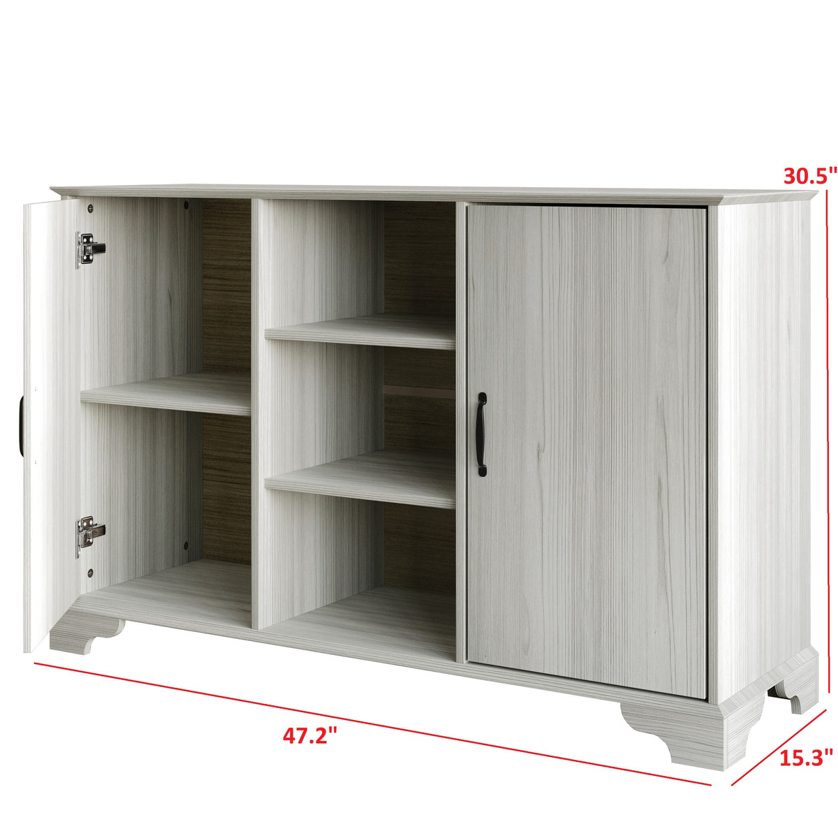 Home Design Harley Sideboard, Modern Bedroom Storage Furniture, Light Gray Finish, Easy Assembly
