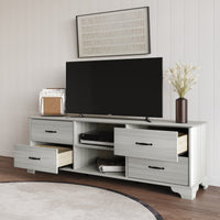 Home Design Harley TV Stand, Modern Bedroom Storage Furniture, Light Gray Finish, Easy Assembly