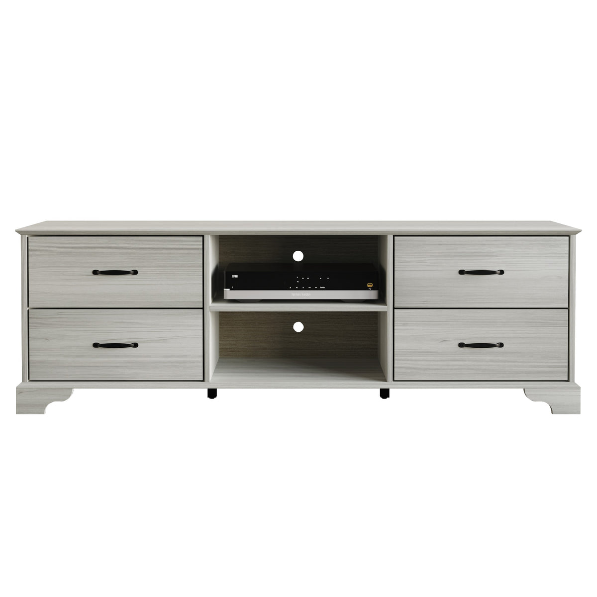 Home Design Harley TV Stand, Modern Bedroom Storage Furniture, Light Gray Finish, Easy Assembly