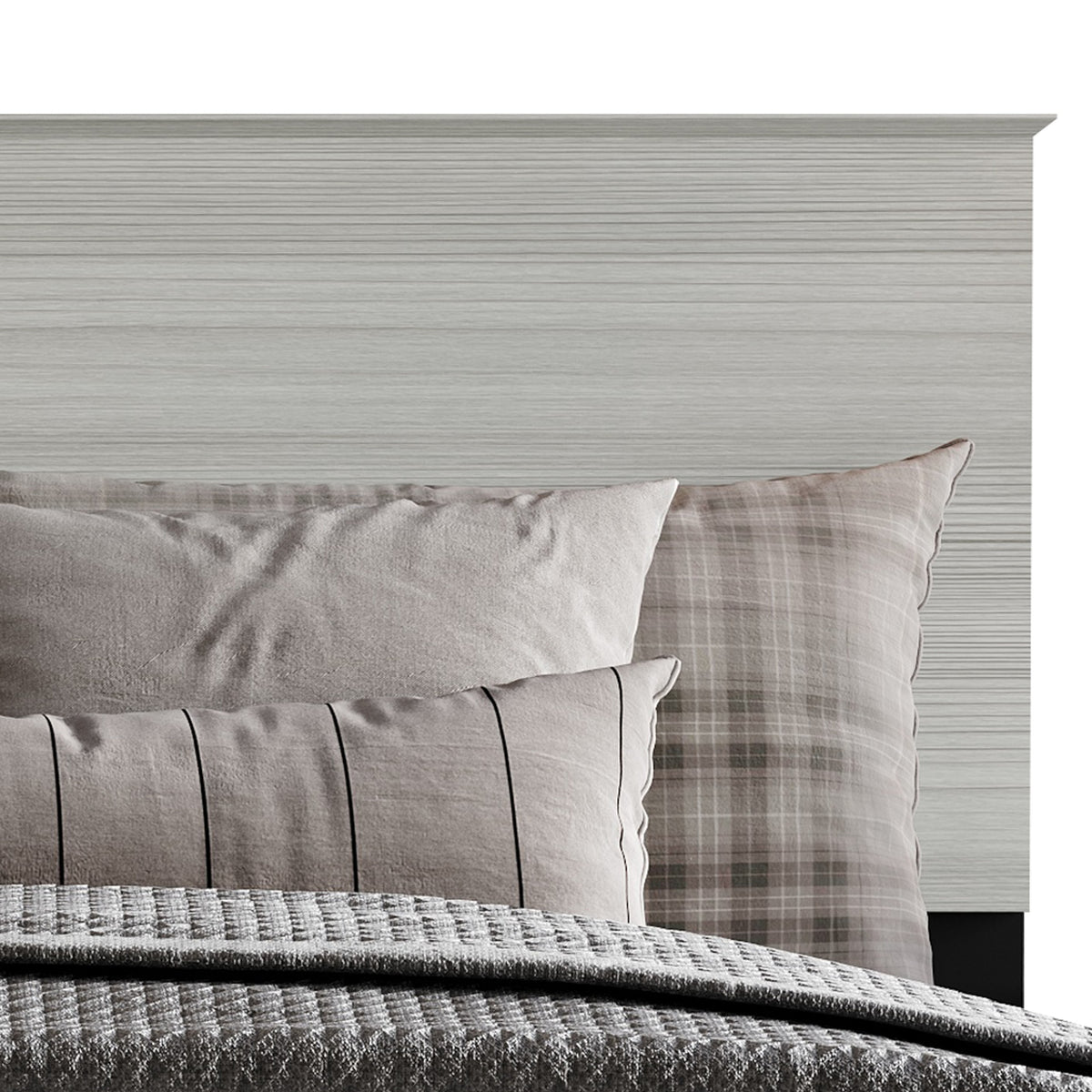Home Design Harley Panel Bed Frame With Wood Headboard & Footboard, Require Box Spring, Light Gray, Easy Assembly