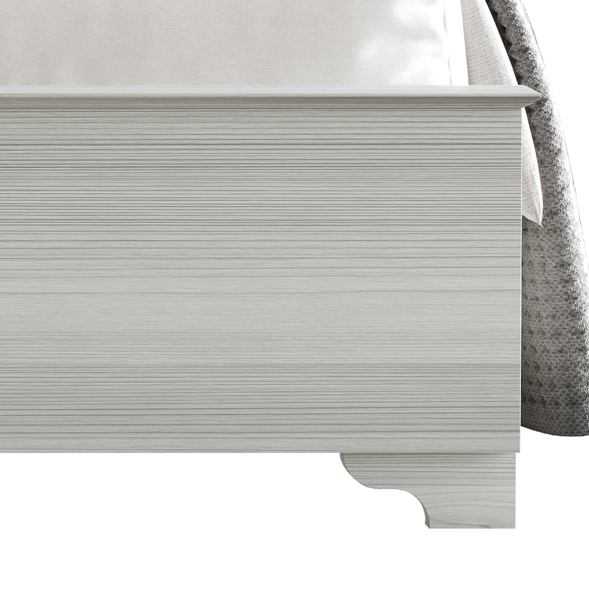 Home Design Harley Panel Bed Frame With Wood Headboard & Footboard, Require Box Spring, Light Gray, Easy Assembly