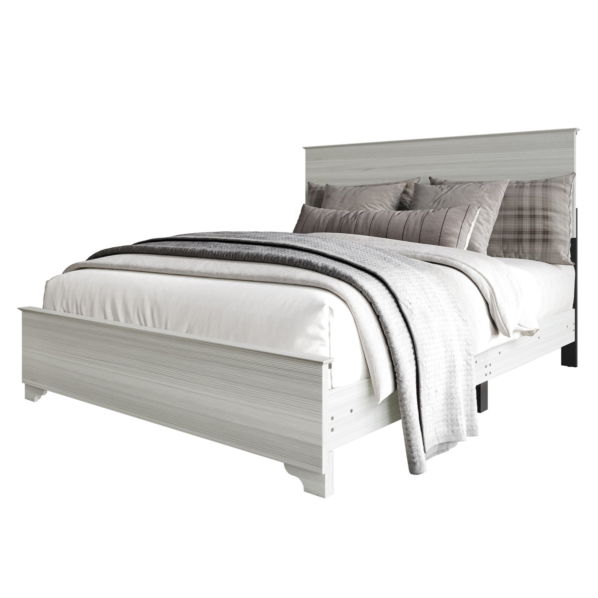 Home Design Harley 4-Piece Modern Light Gray Bedroom Furniture Set - Include Bed Frame, Chest, Dresser, Nightstand