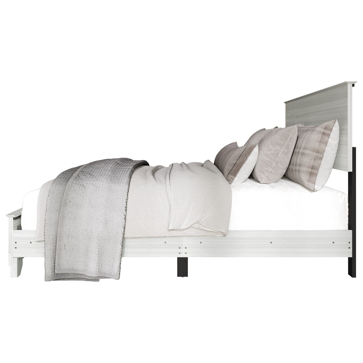 Home Design Harley 4-Piece Modern Light Gray Bedroom Furniture Set - Include Bed Frame, Chest, Dresser, Nightstand