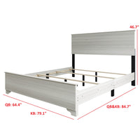 Home Design Harley Panel Bed Frame With Wood Headboard & Footboard, Require Box Spring, Light Gray, Easy Assembly