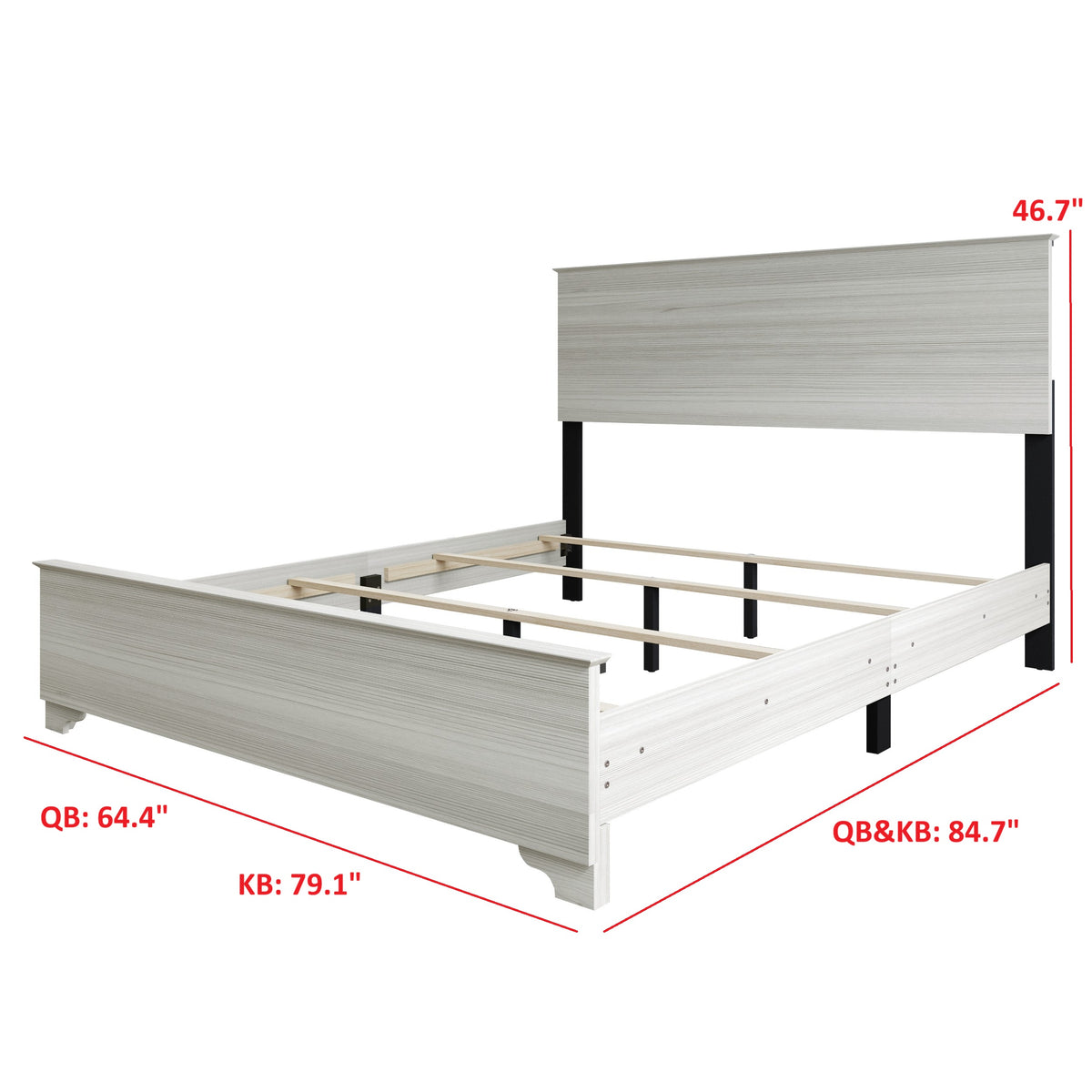 Home Design Harley 4-Piece Modern Light Gray Bedroom Furniture Set - Include Bed Frame, Chest, Dresser, Nightstand