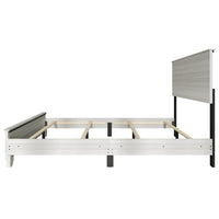 Home Design Harley Panel Bed Frame With Wood Headboard & Footboard, Require Box Spring, Light Gray, Easy Assembly