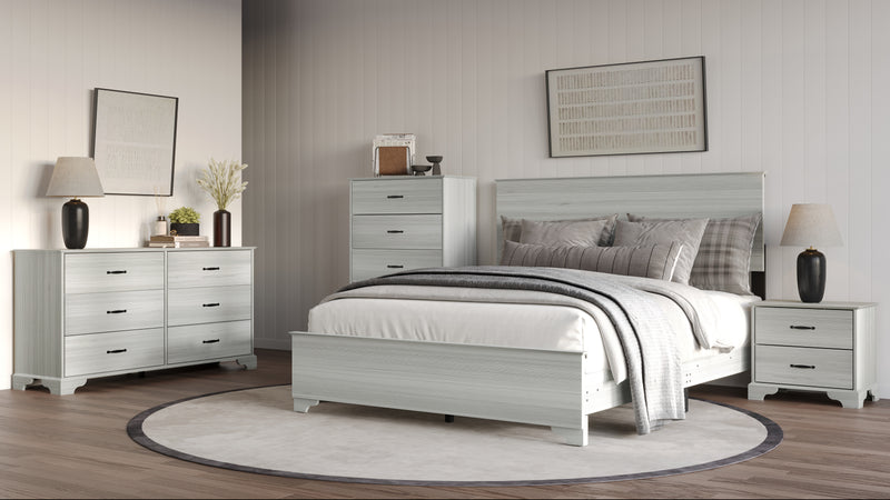 Home Design Harley 4-Piece Modern Light Gray Bedroom Furniture Set - Include Bed Frame, Chest, Dresser, Nightstand