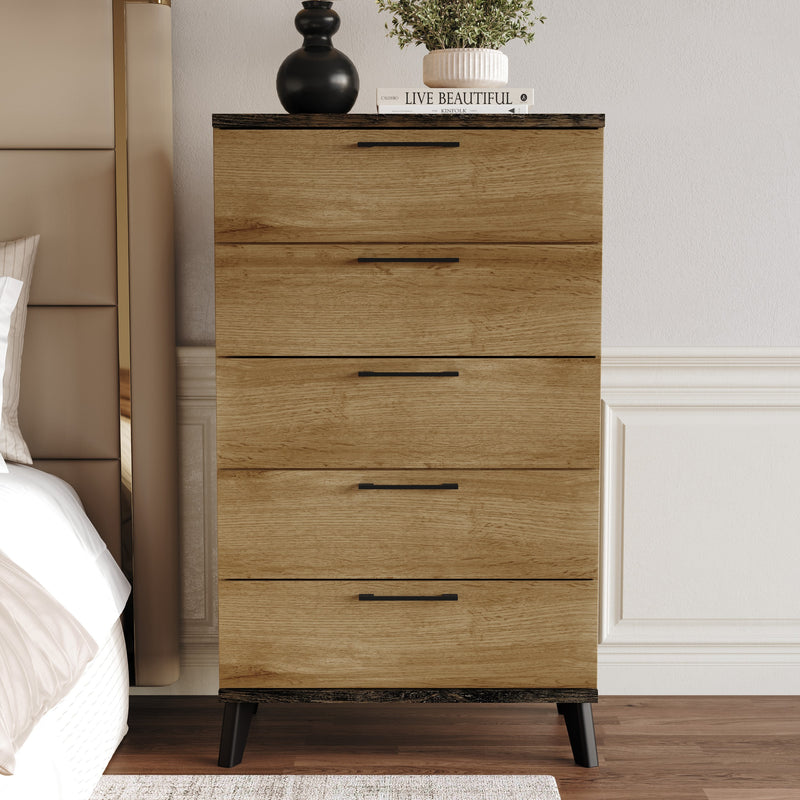 Home Design Emersyn 5 Drawer Chest, Natural Oak