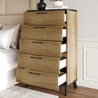 Home Design Emersyn 5 Drawer Chest, Natural Oak