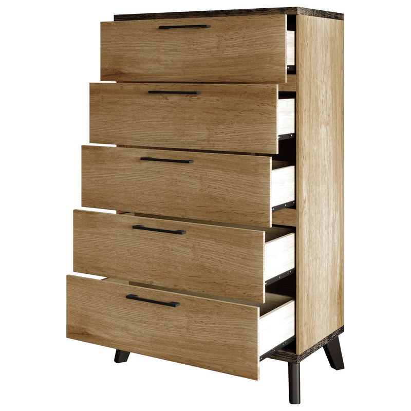 Home Design Emersyn 5 Drawer Chest, Natural Oak