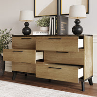 Home Design Emersyn 6 Drawer Dresser, Natural Oak
