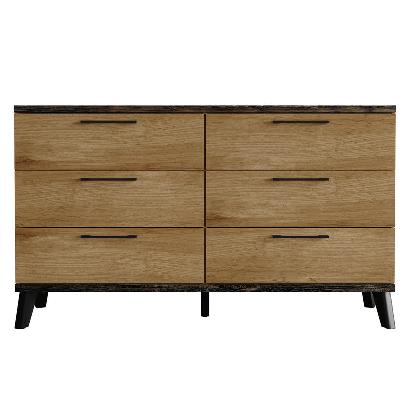 Home Design Emersyn 6 Drawer Dresser, Natural Oak