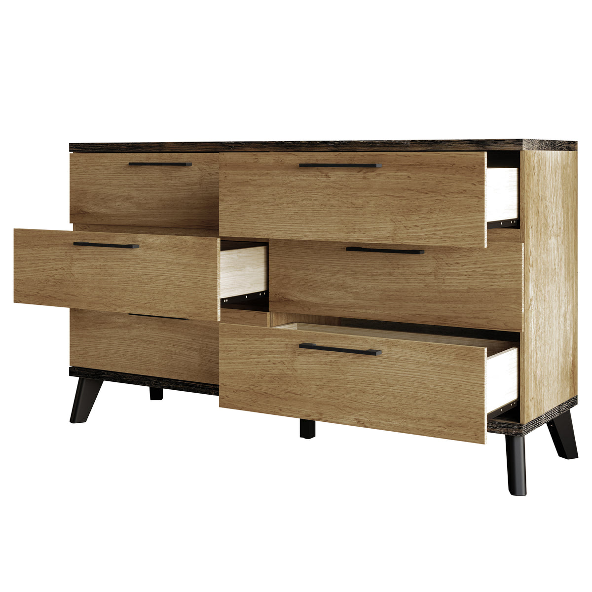 Home Design Emersyn 6 Drawer Dresser, Natural Oak