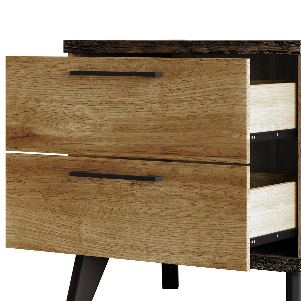Home Design Emersyn 2 Drawer Nightstand, Natural Oak