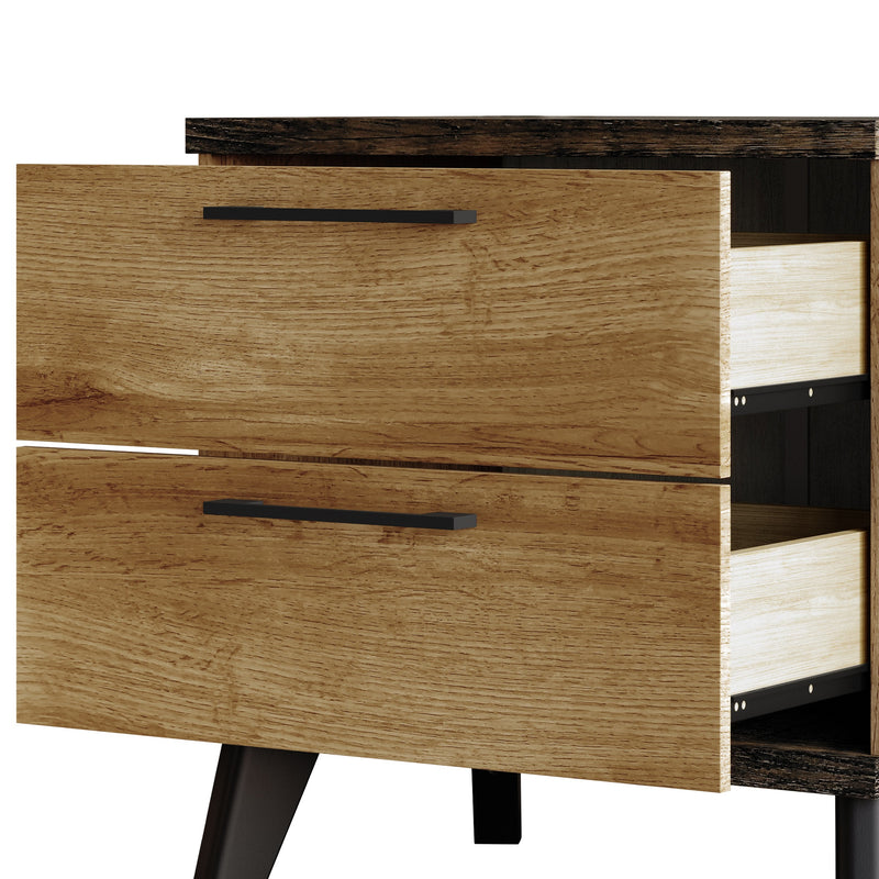 Home Design Emersyn 2 Drawer Nightstand, Natural Oak