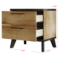 Home Design Emersyn 2 Drawer Nightstand, Natural Oak