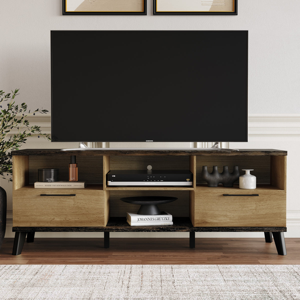 Home Design Emersyn TV Stand, Natural Oak