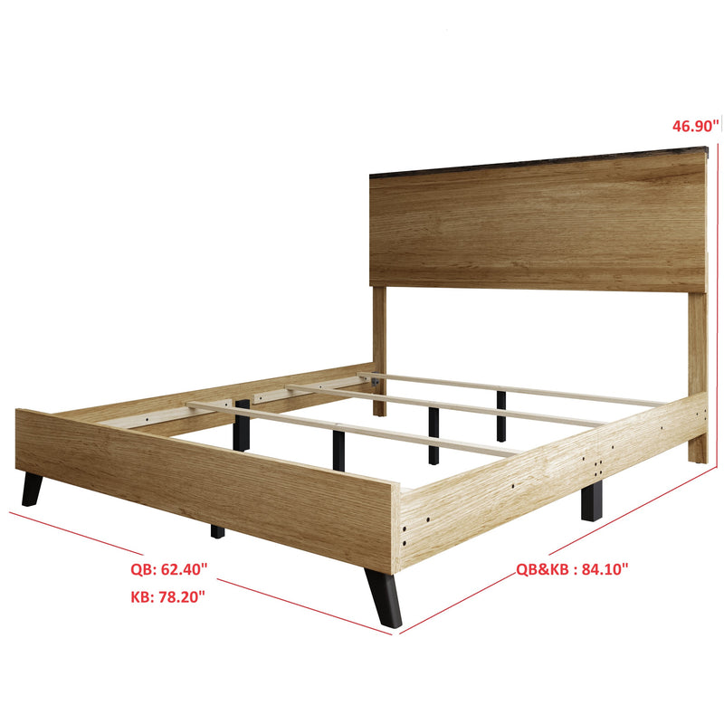 Home Design Emersyn Panel Bed Frame, Natural Oak