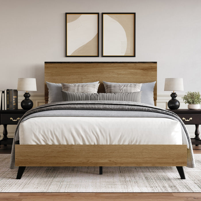 Home Design Emersyn Panel Bed Frame, Natural Oak