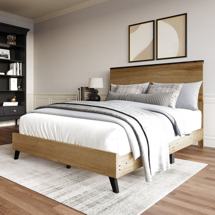 Home Design Emersyn Panel Bed Frame, Natural Oak