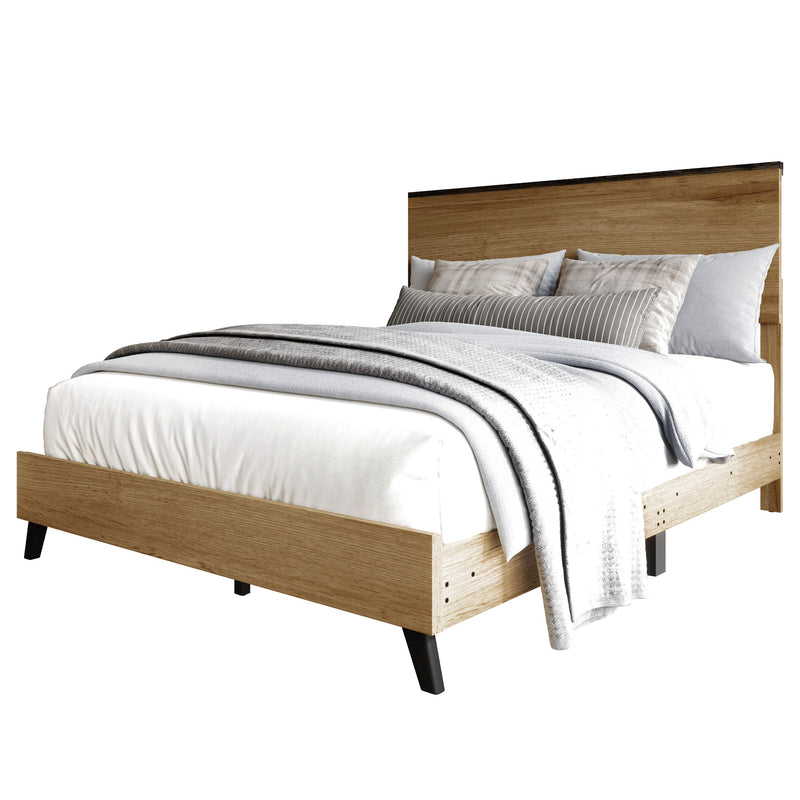 Home Design Emersyn Panel Bed Frame, Natural Oak