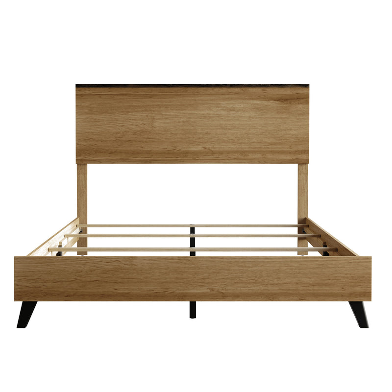 Home Design Emersyn Panel Bed Frame, Natural Oak