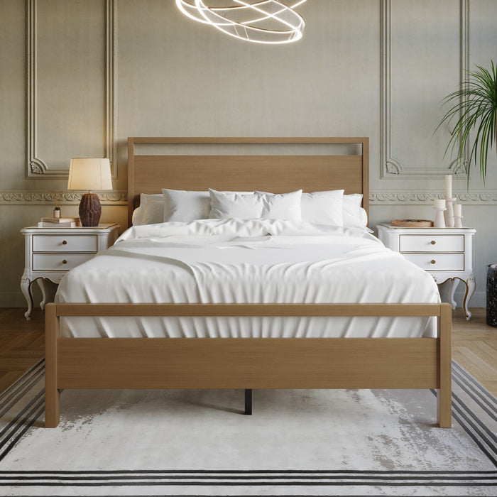 Ontario Panel Bed – Stylish Minimalist Bed Frame that Elevates Any Bedroom, Sturdy Build, Box Spring Required