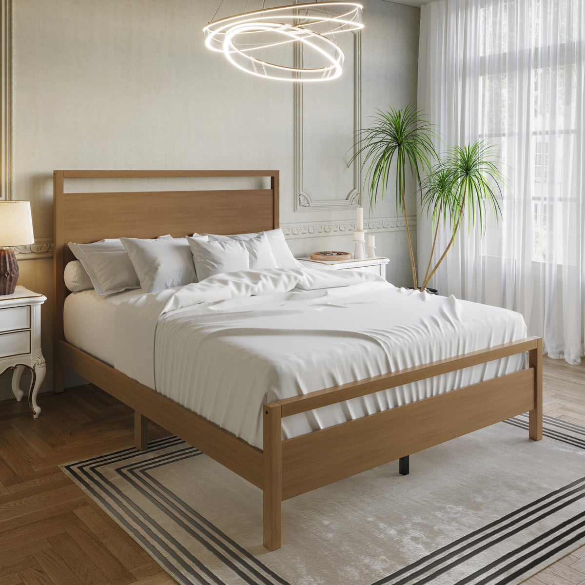 Ontario Panel Bed – Stylish Minimalist Bed Frame that Elevates Any Bedroom, Sturdy Build, Box Spring Required