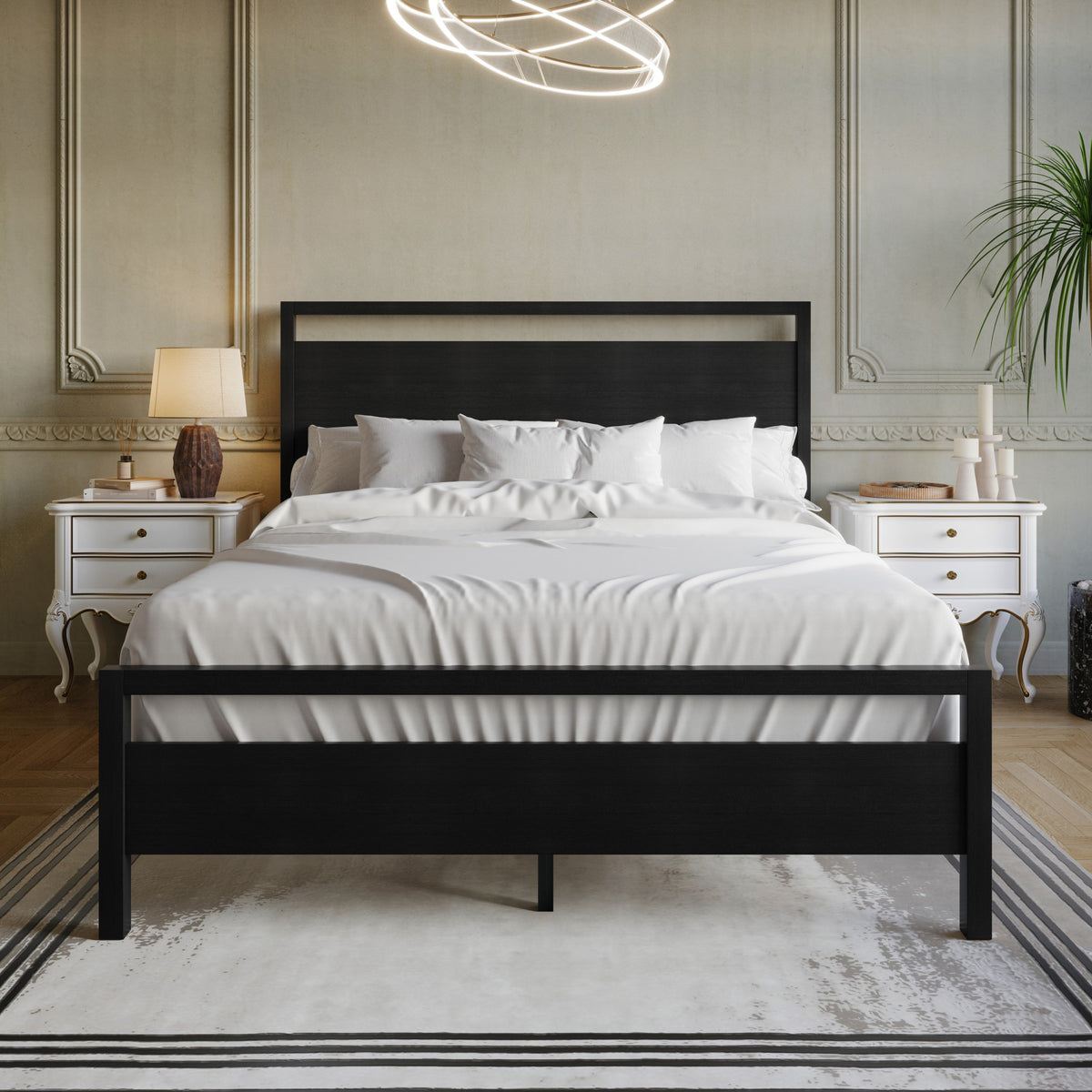Ontario Panel Bed – Stylish Minimalist Bed Frame that Elevates Any Bedroom, Sturdy Build, Box Spring Required