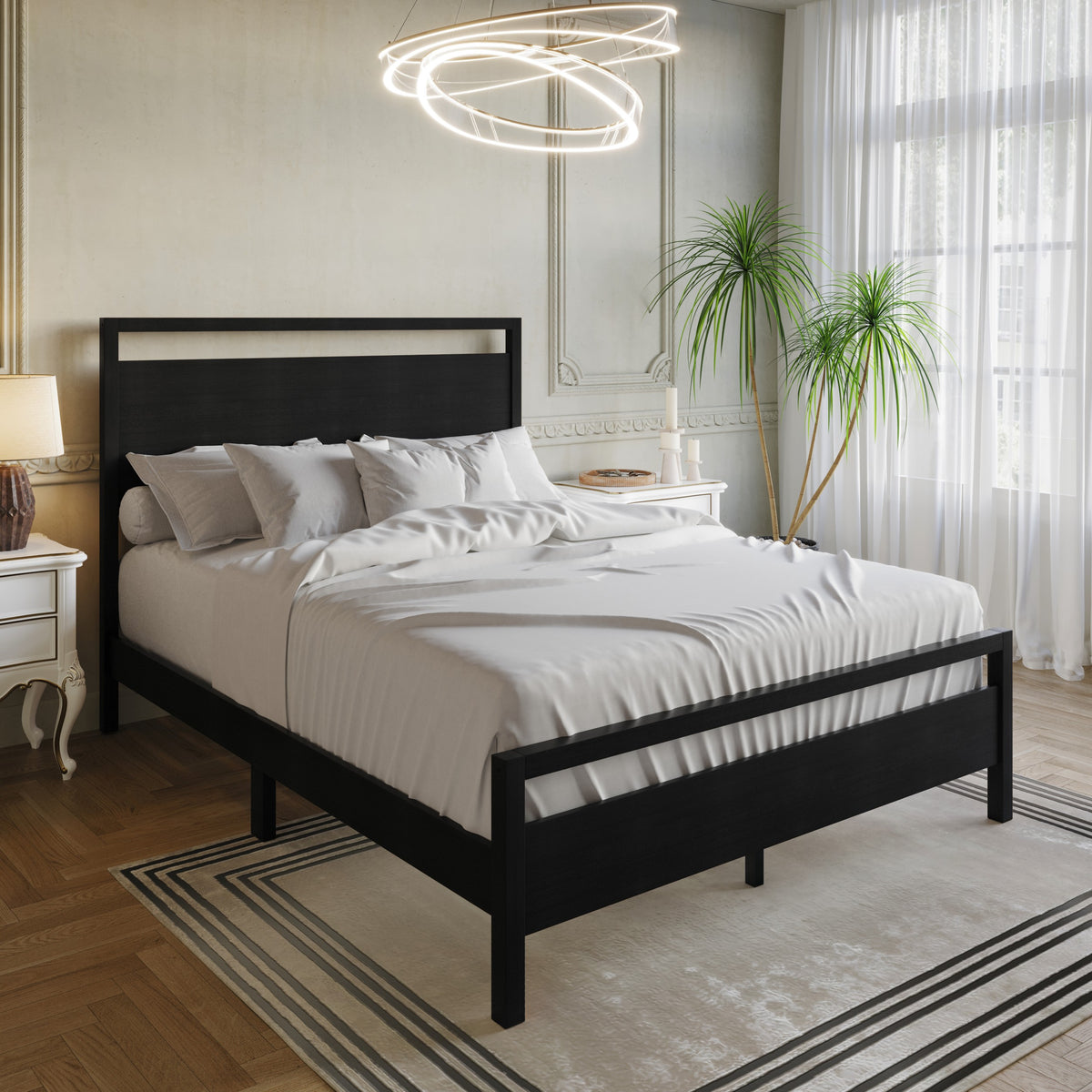 Ontario Panel Bed – Stylish Minimalist Bed Frame that Elevates Any Bedroom, Sturdy Build, Box Spring Required