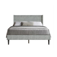 Home Design Bangor Upholstered Wingback Platform Bed, Linen, Sturdy Wood Frame, No Box Spring Required