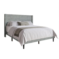 Home Design Bangor Upholstered Wingback Platform Bed, Linen, Sturdy Wood Frame, No Box Spring Required