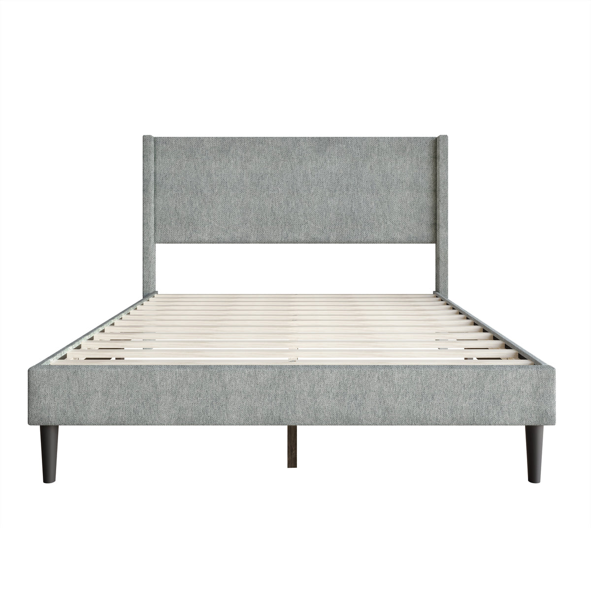 Home Design Bangor Upholstered Wingback Platform Bed, Linen, Sturdy Wood Frame, No Box Spring Required